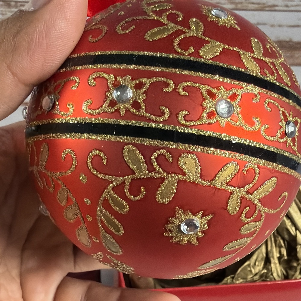 Waterford Holiday Heirloom Red Majestic Scroll Christmas Ornament w/ Box - Picture 7 of 7